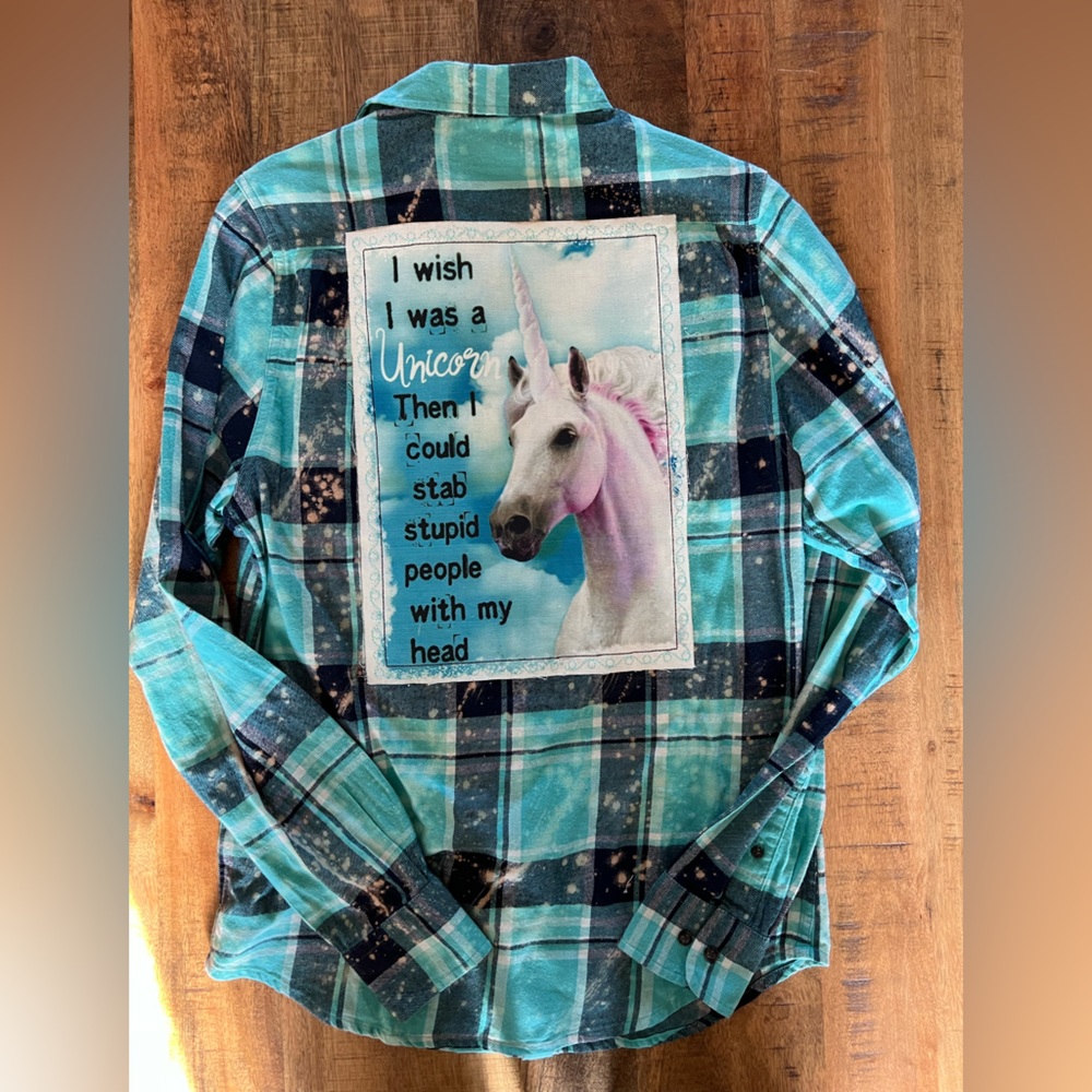 Teal and Navy Plaid Button-Down Shirt - Picture 2 of 6